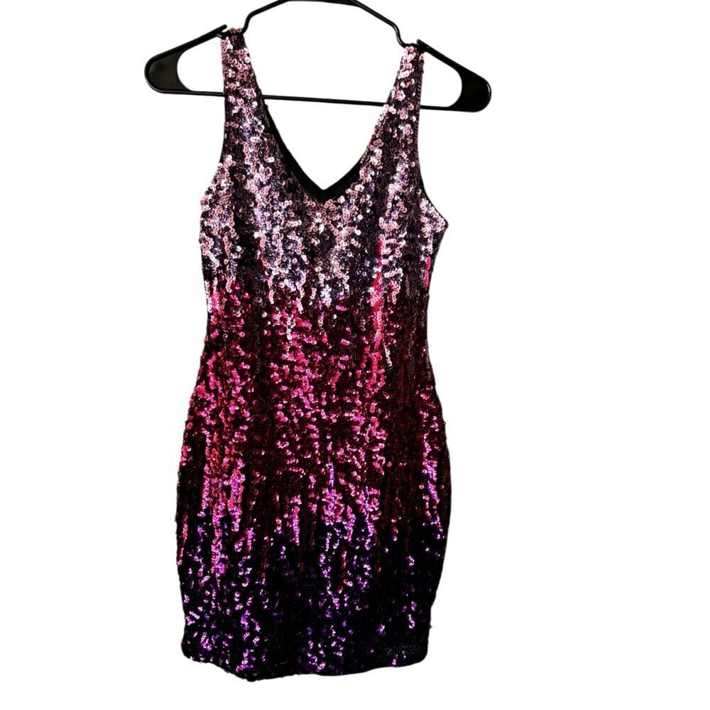 Pretty Guide Women's Purple & Pink Sequin Dress - Picture 2 of 8